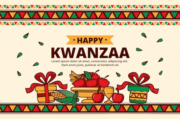 벡터 손으로 그린 kwanzaa 배경