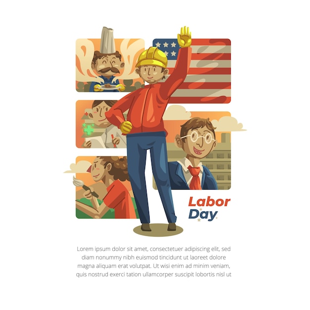 Hand drawn labor day illustration