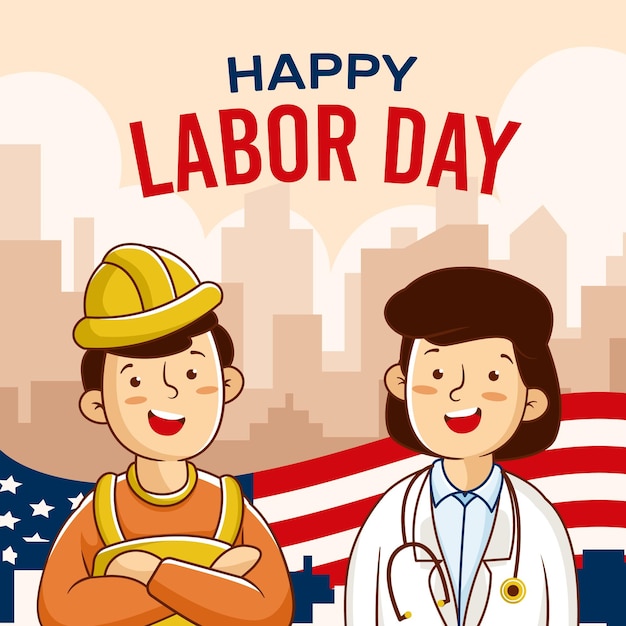 Hand drawn labor day usa concept