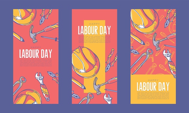 Hand drawn labour day banners