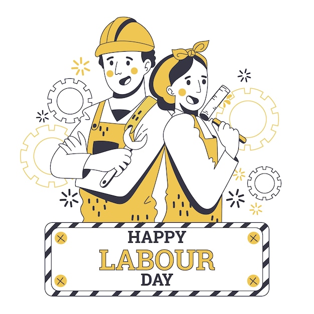 Hand drawn labour day concept