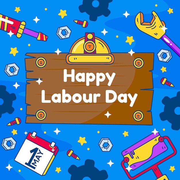 Hand drawn labour day illustration