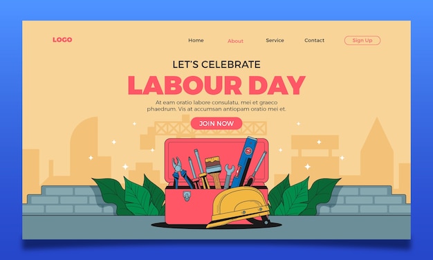 Hand drawn labour day landing page