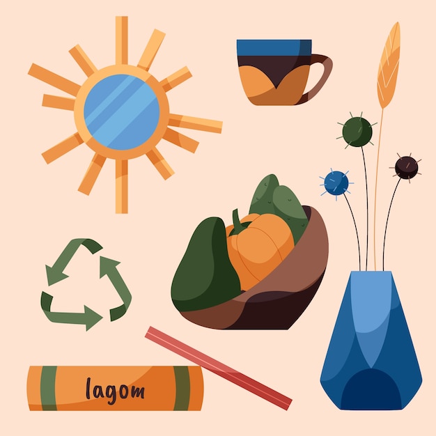 hand drawn lagom element collection