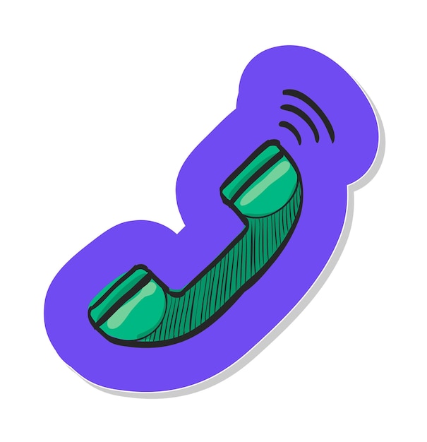 Vector hand drawn landline telephone icon in sticker style vector illustration