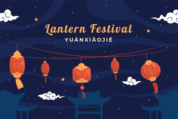 Vector hand drawn lantern festival background