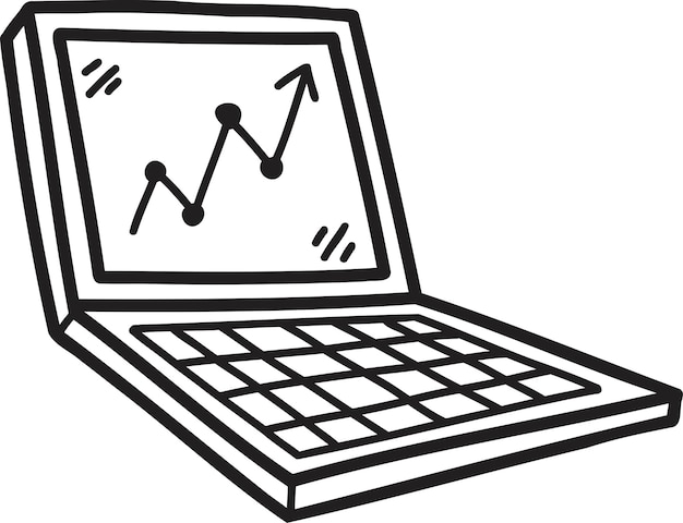 Hand Drawn laptop and stock illustration