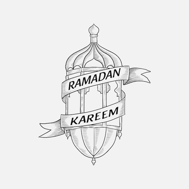 Hand drawn latern ramadan kareem