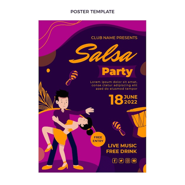 Vector hand drawn latin dance party poster