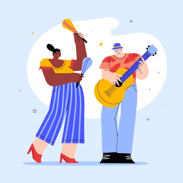 Vector hand drawn latin music band music illustration