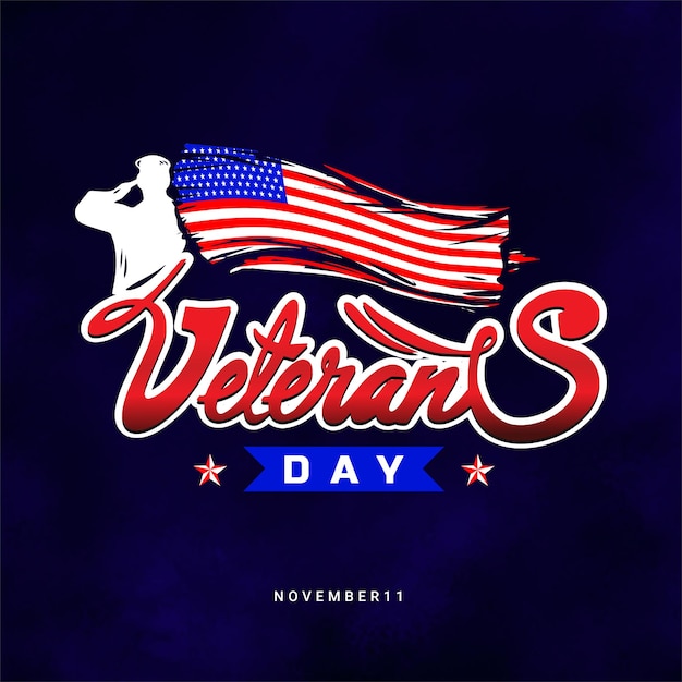 Hand drawn latin text vector shape for veterans day greeting