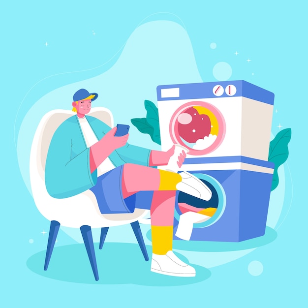 Hand drawn laundry service illustration