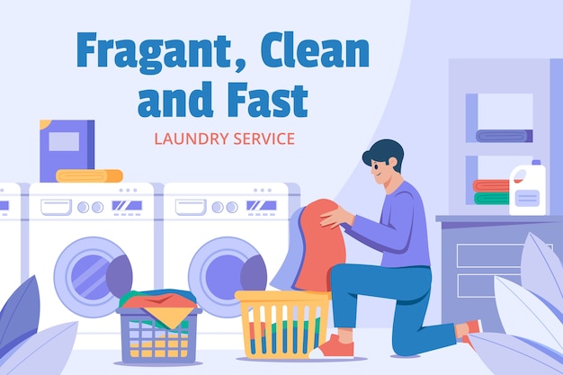 Vector hand drawn laundry service illustration