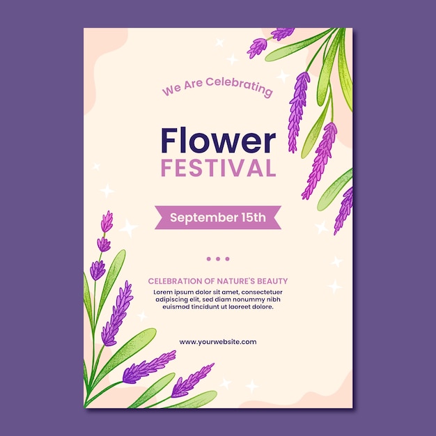 Hand drawn  lavender poster   template
