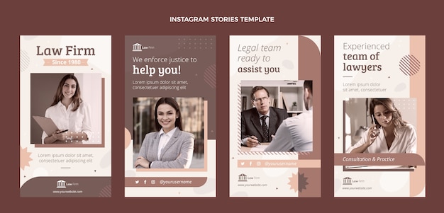 Vector hand drawn law firm instagram stories