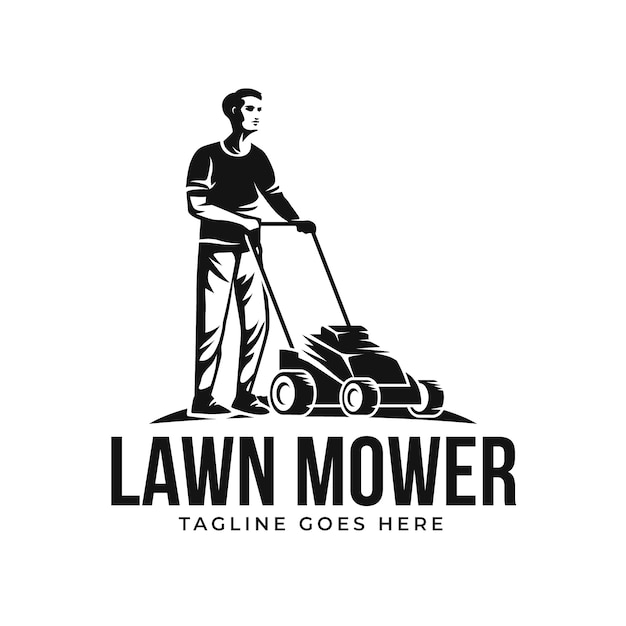 Hand drawn lawn mower logo