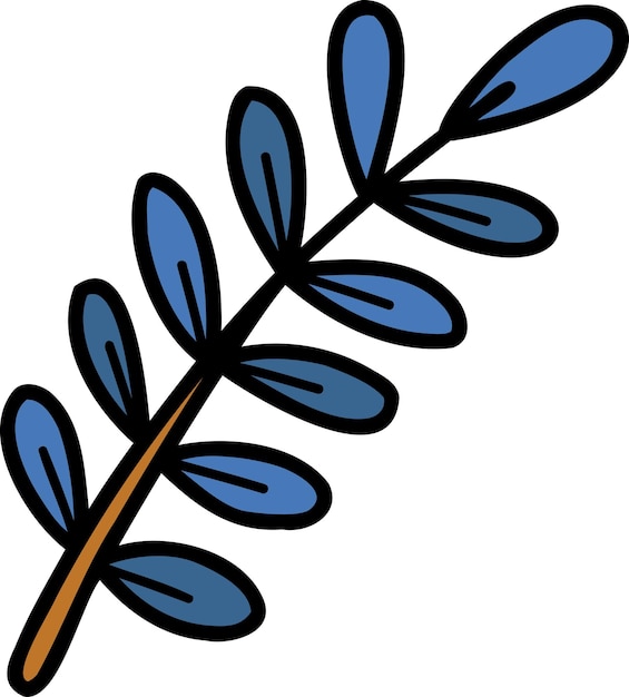 手描きの葉の枝の図