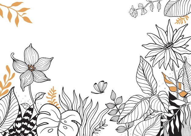 hand drawn leaf and flower background