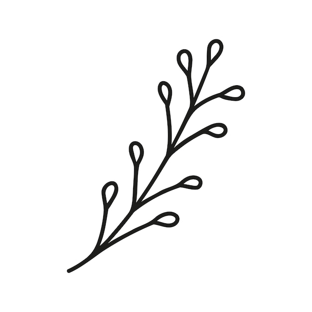 Hand drawn leaves clipart Line doodle vector illustration