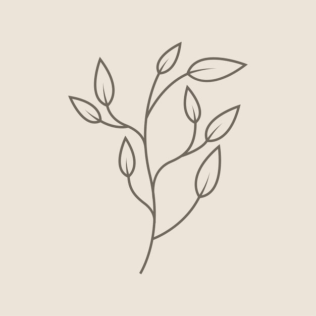 Hand drawn leaves line art