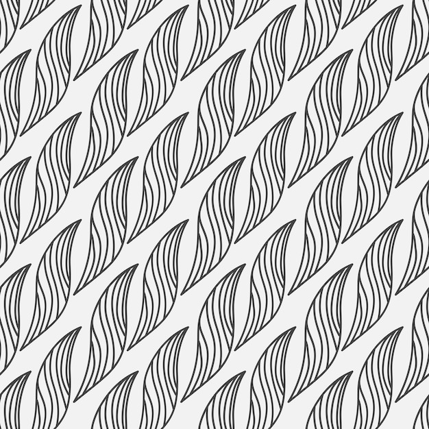 Hand drawn leaves monochrome seamless pattern