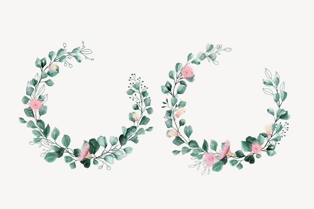 hand drawn leaves wreath background design