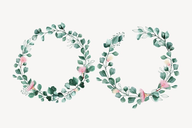 hand drawn leaves wreath background design