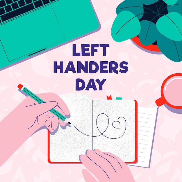 Vector hand drawn left handers day with agenda