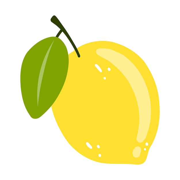 Hand drawn lemon icon vector flat illustration of whole tasty citrus healthy food summer fresh fruit