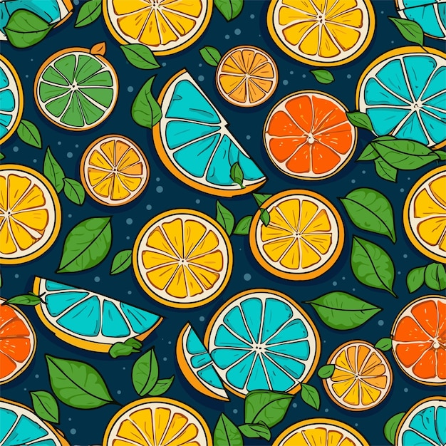 Vector hand drawn lemon seamless patterns