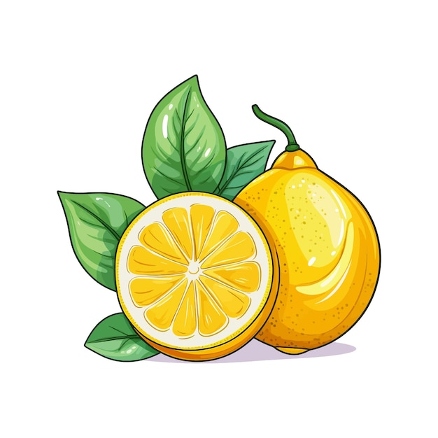 Vettore fondo bianco isolato di cartone animato lemon vector disegnato a mano