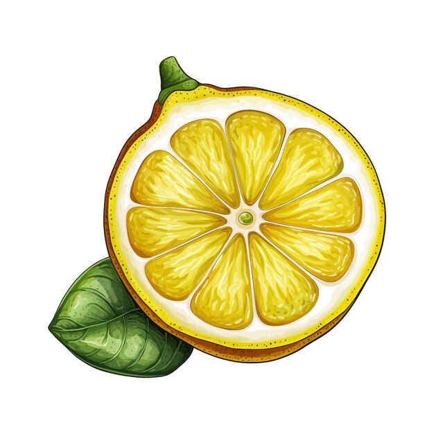 Vector hand drawn lemon vector cartoon isolated white background