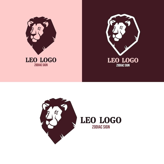 Vettore modello di logo del leone disegnato a mano