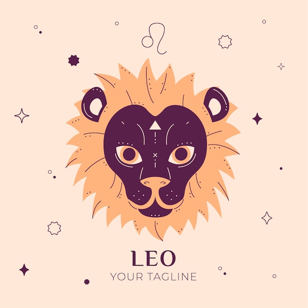 Vector hand drawn leo logo with tagline