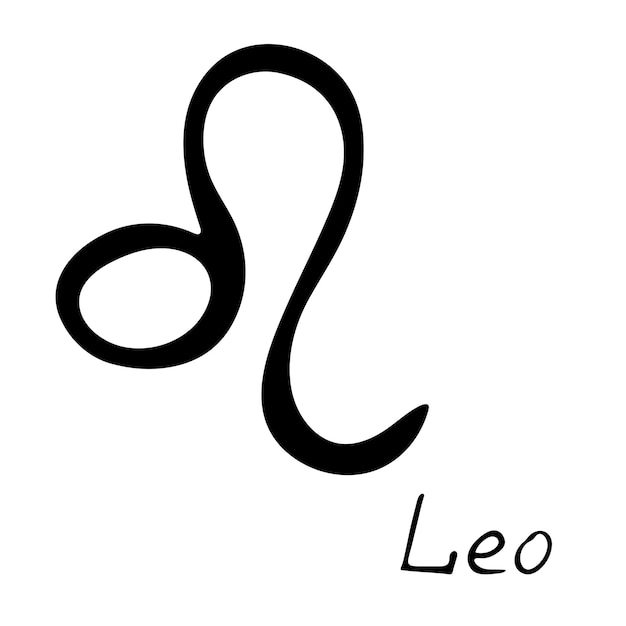 Hand drawn leo zodiac sign Esoteric symbol doodle Astrology clipart Element for design