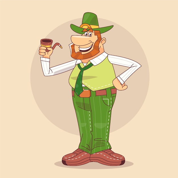 Illustrazione di cartoni animati di leprechaun disegnati a mano