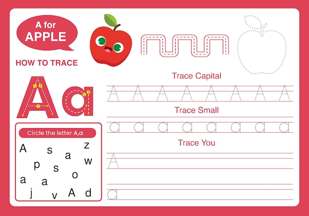 Hand drawn letter tracing worksheet template