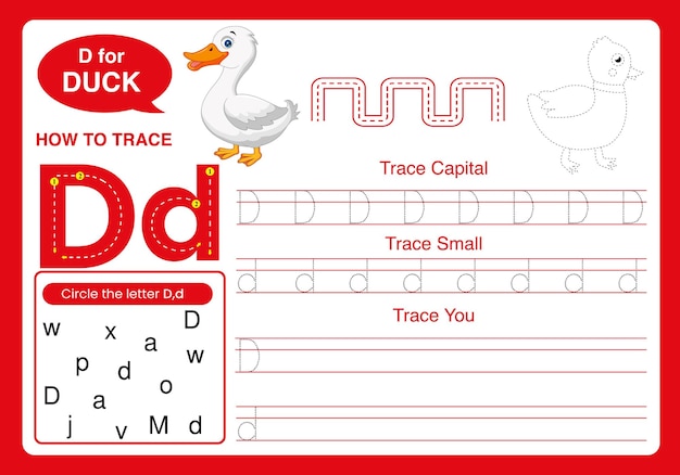 Hand drawn letter tracing worksheet template