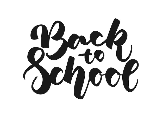 Hand drawn lettering of back to school on white background