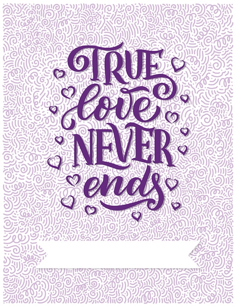 Vector hand drawn lettering composition, typography poster for valentines day