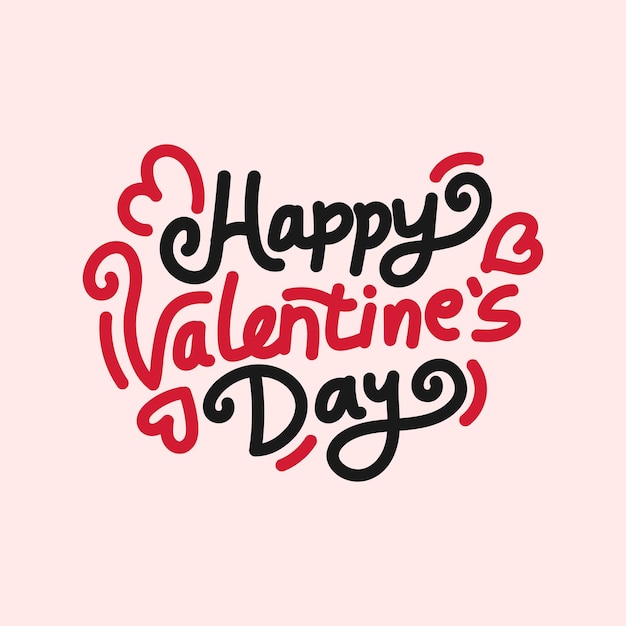 Vector hand drawn lettering of happy valentines day greeting card vector illustration valentines card