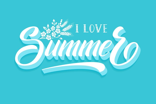 Vector hand drawn lettering - i love summer