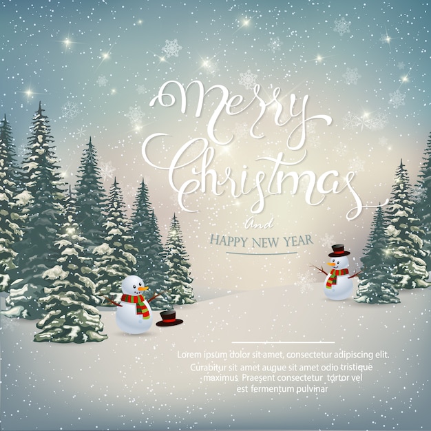 Hand Drawn lettering Merry Christmas Illustration.