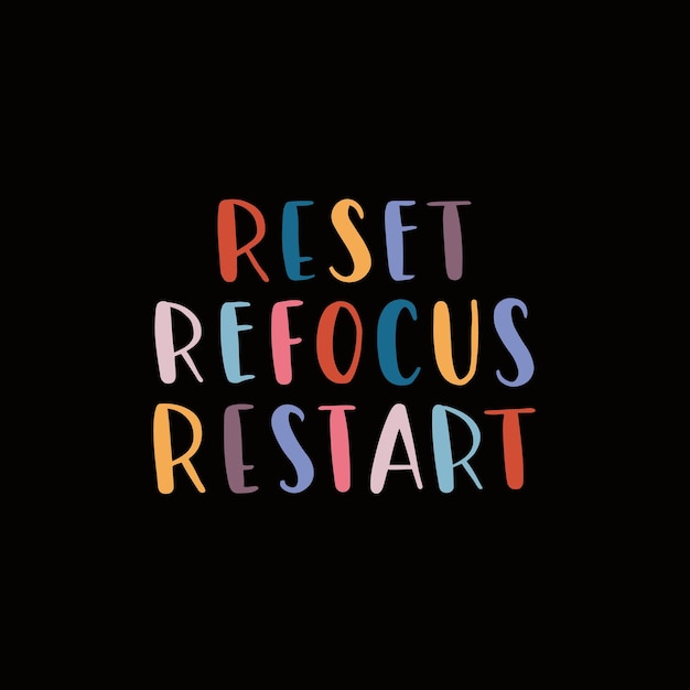 Нарисованная от руки надпись мотивационная цитата Надпись reset refocus restart Идеальный дизайн для плакатов с поздравительными открытками Футболки баннеры печатают приглашения Концепция самообслуживания