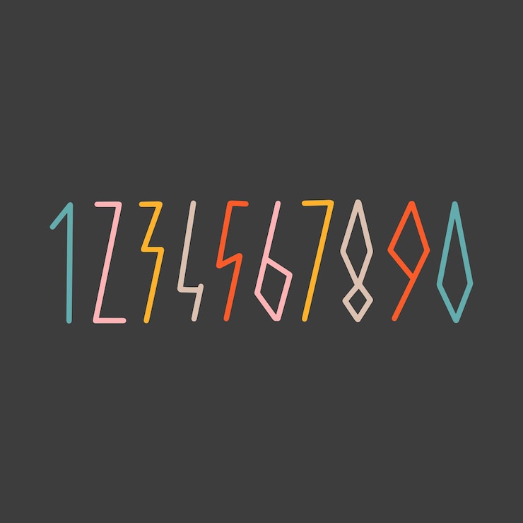 Vector hand drawn lettering numbers