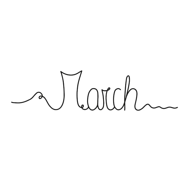 Hand drawn lettering phrase March. Month March for calendar. Ink brush lettering.