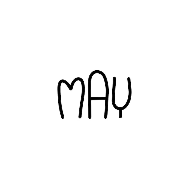 손으로 그린 글자 문구 May. 달력의 5월달.