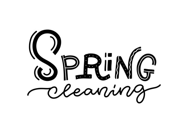 Hand drawn lettering quote  spring cleaning perfect design for greeting cards posters tshirts banner...