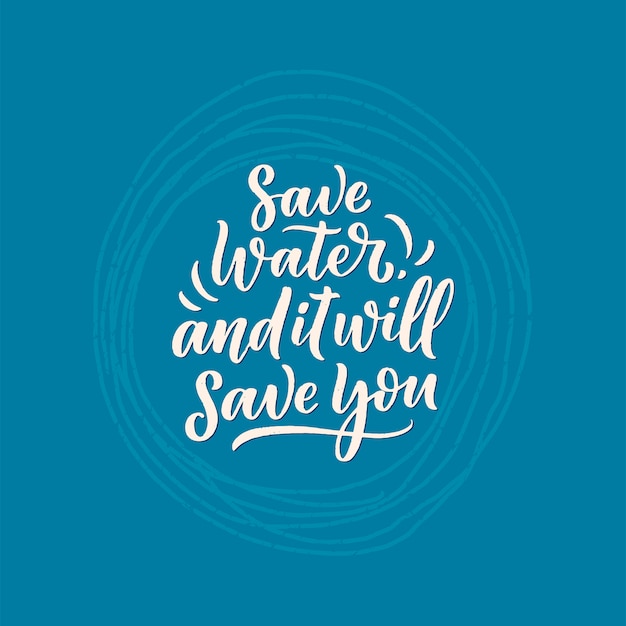 Hand drawn lettering slogan about climate change and water crisis