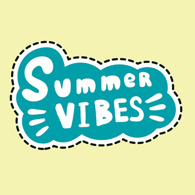 Vector hand drawn lettering summer vibes in cloudshaped figure